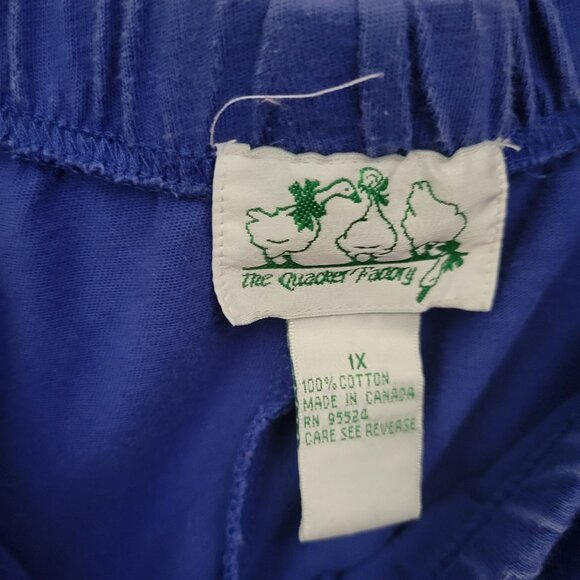 Quacker Factory QVC Blue Pants Capri Crop 1X embroidered Sailboat Cotton - Picture 7 of 8